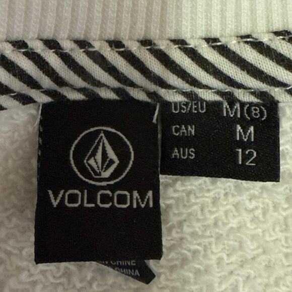 Volcom Stone Women's White Red Graphic Print Short Sleeve Crop T Shirt Tee Top M - Picture 4 of 5